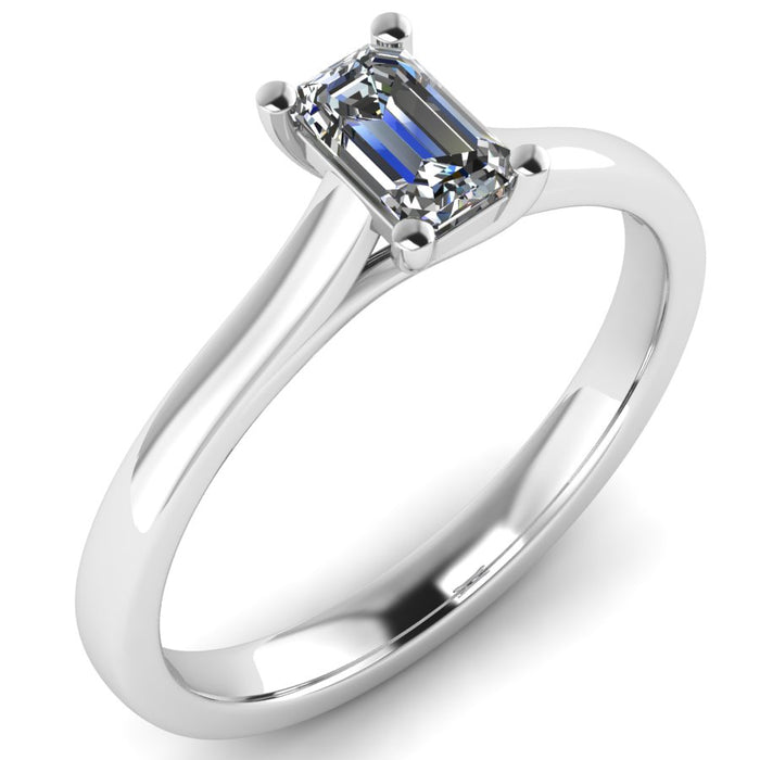 4 Claw Emerald Cut Solitaire