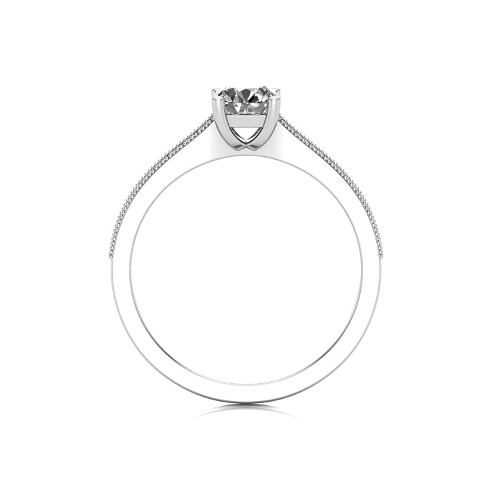 Single Gallery Solitaire with Millgrain + 2 Prong Pave Set Shoulders